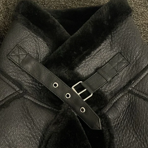 ZARA DOUBLE-FACED JACKET Moto Style Front zip pockets. metal buckles. - Picture 11 of 16